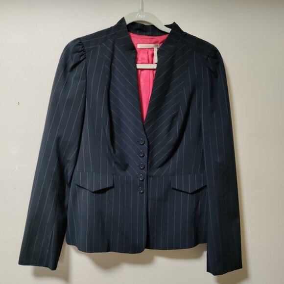 Classiques Entier Pinstripe Blazer And Wide Leg Pants Suit Set Women's 10 - Picture 6 of 16